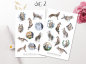 Preview: Wolf und Mond Sticker Set